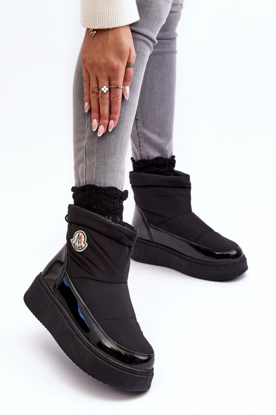 Women's Slip-On Snow Boots On Platform Black Gattea