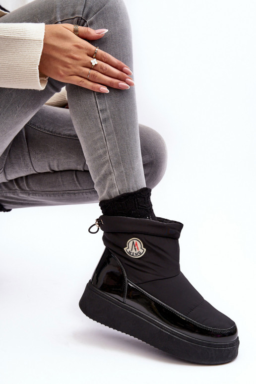 Women's Slip-On Snow Boots On Platform Black Gattea