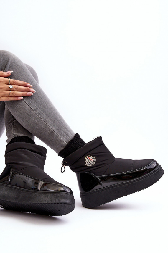 Women's Slip-On Snow Boots On Platform Black Gattea