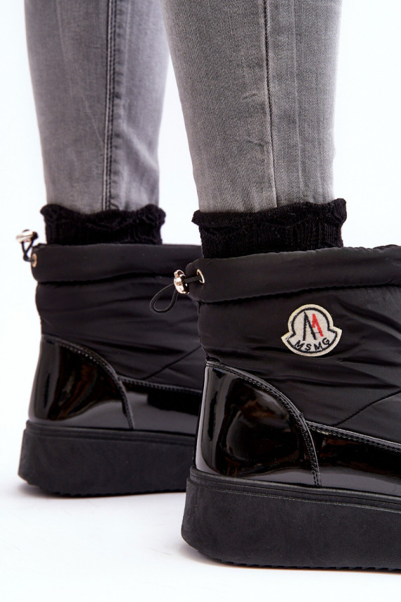 Women's Slip-On Snow Boots On Platform Black Gattea