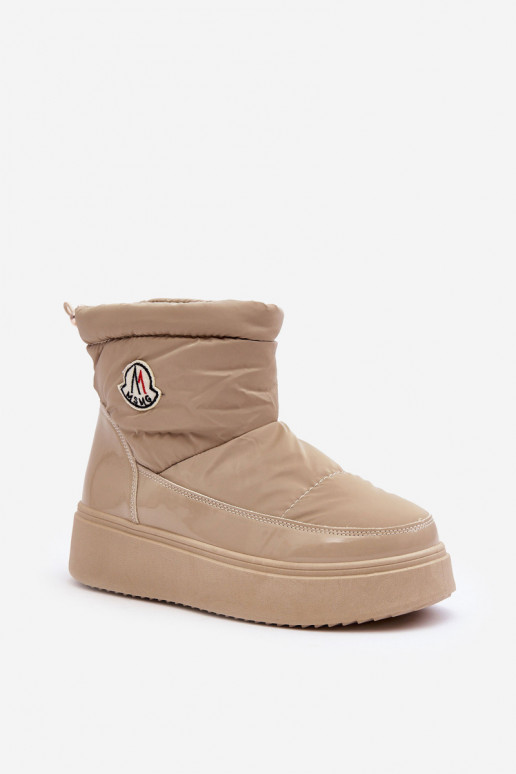 Women's Slip-On Snow Boots Platform Beige Gattea