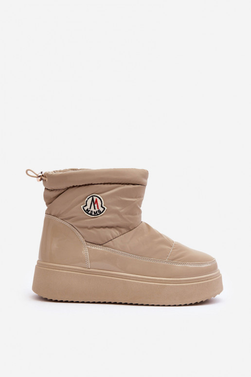 Women's Slip-On Snow Boots Platform Beige Gattea