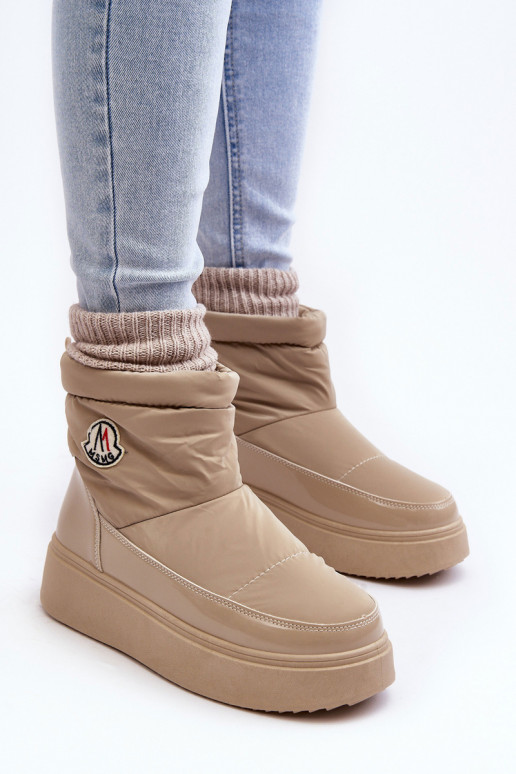 Women's Slip-On Snow Boots Platform Beige Gattea