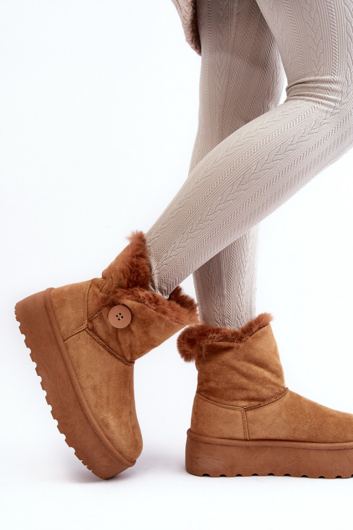 Women's Platform Snow Boots with Faux Fur Camel Wikas