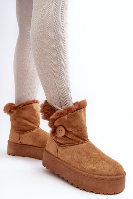 Women's Platform Snow Boots with Faux Fur Camel Wikas