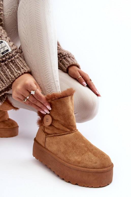 Women's Platform Snow Boots with Faux Fur Camel Wikas