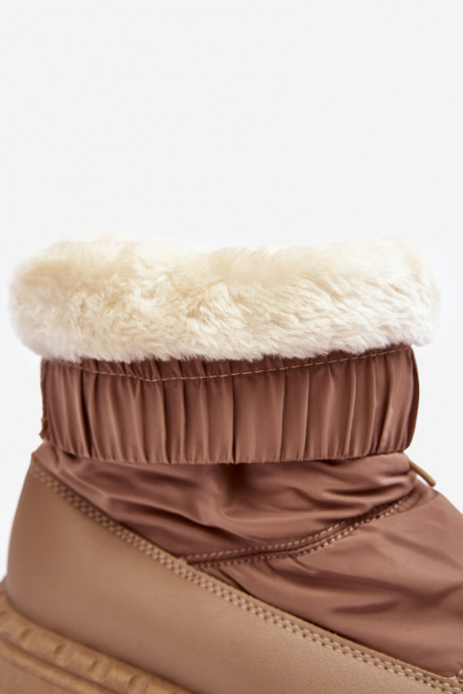 Women's snow boots on thick sole in dark beige Lureta