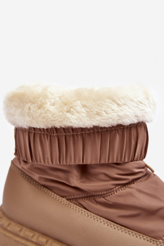 Women's snow boots on thick sole in dark beige Lureta