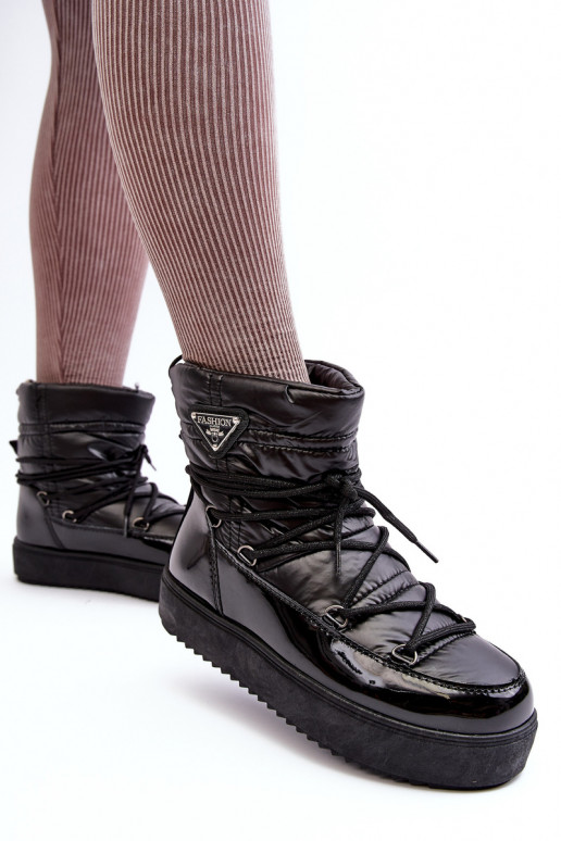 Women's platform snow boots with black laces Fleure