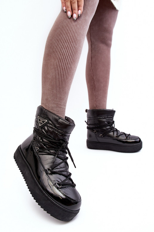 Women's platform snow boots with black laces Fleure