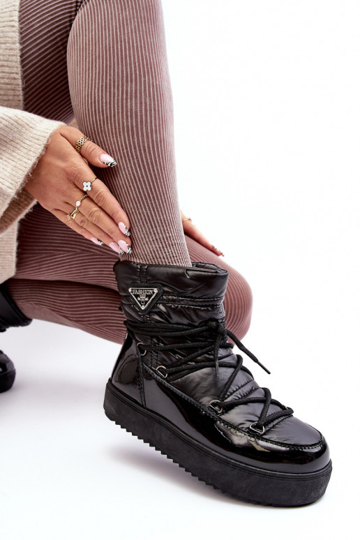 Women's platform snow boots with black laces Fleure