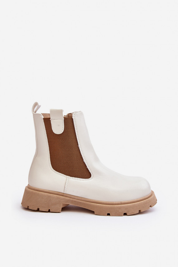 Women's ankle boots with zipper White Ramhel