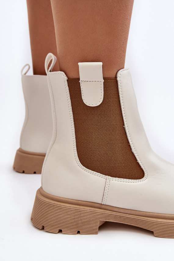 Women's ankle boots with zipper White Ramhel