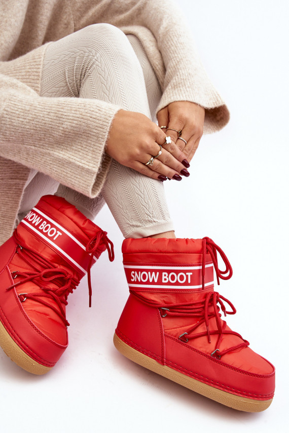 Women's lace-up snow boots Red Soia