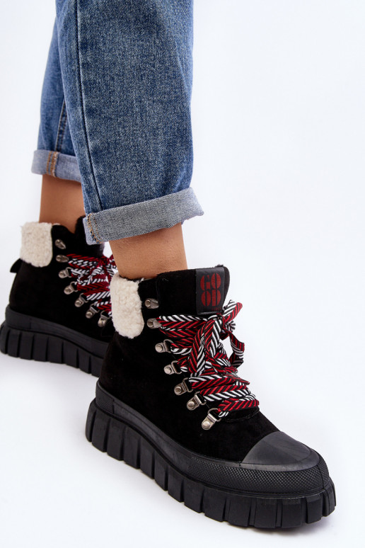 Lined Boots Trappers on Thick Sole Black Ralotta