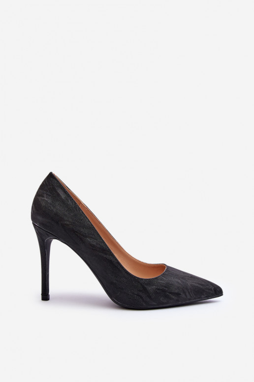 Black Glitter Decorated High Heels Klonisa