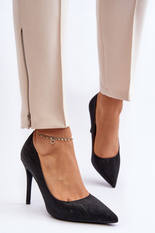 Black Glitter Decorated High Heels Klonisa
