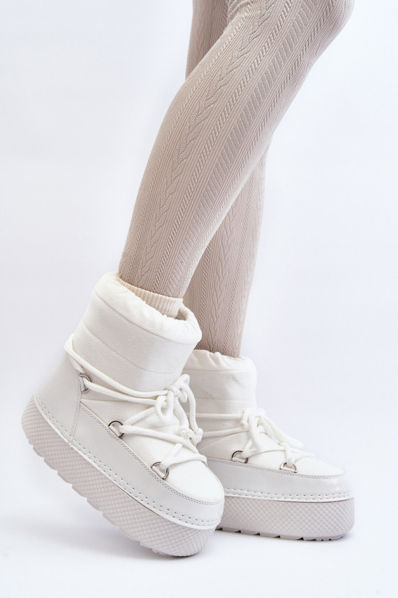 Women's White Snow Boots with Lacing Toolsa