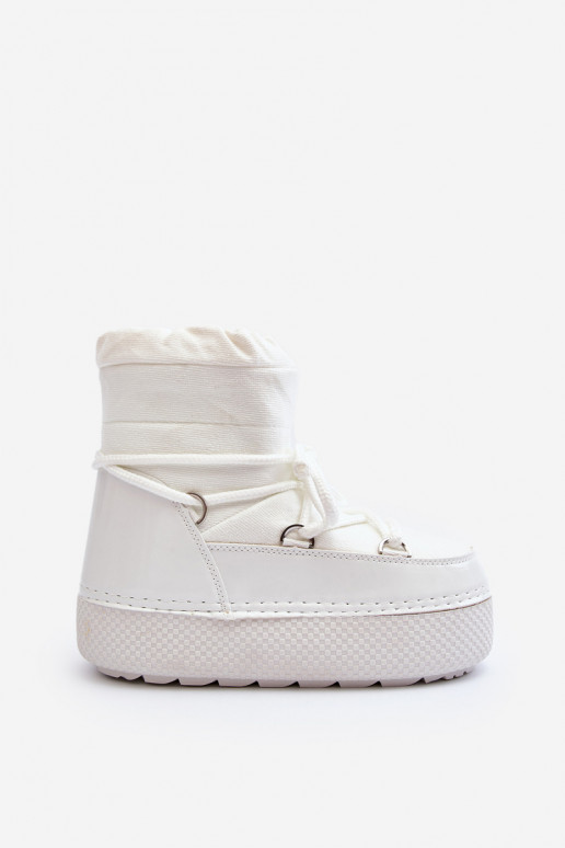 Women's White Snow Boots with Lacing Toolsa