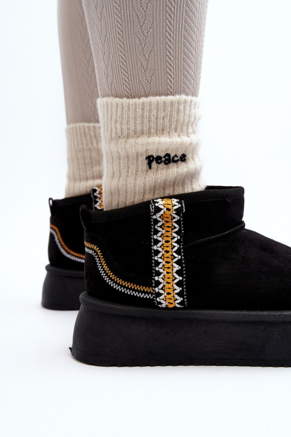 Platform Snow Boots with Pattern Black Udra