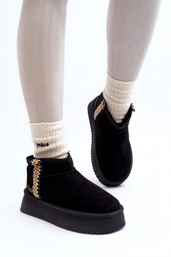 Platform Snow Boots with Pattern Black Udra