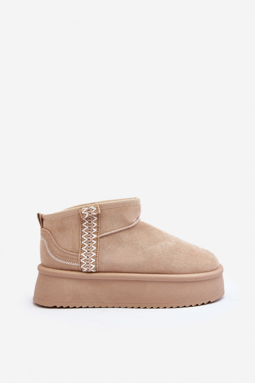 Beige Patterned Platform Snow Boots Udra