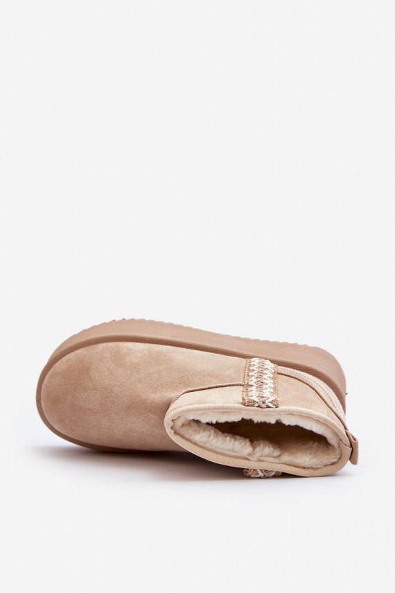 Beige Patterned Platform Snow Boots Udra