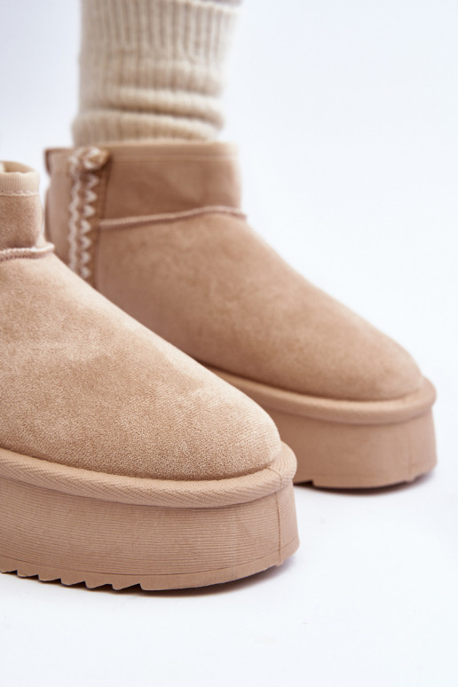 Beige Patterned Platform Snow Boots Udra