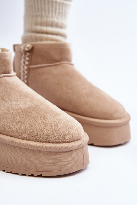Beige Patterned Platform Snow Boots Udra