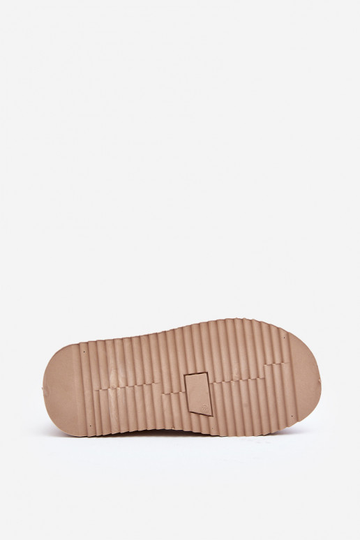 Beige Patterned Platform Snow Boots Udra