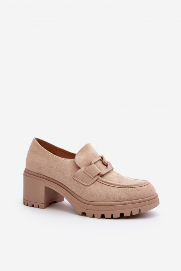 Suede High Heel Shoes in Beige Finley 2