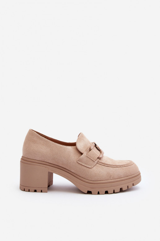 Suede High Heel Shoes in Beige Finley