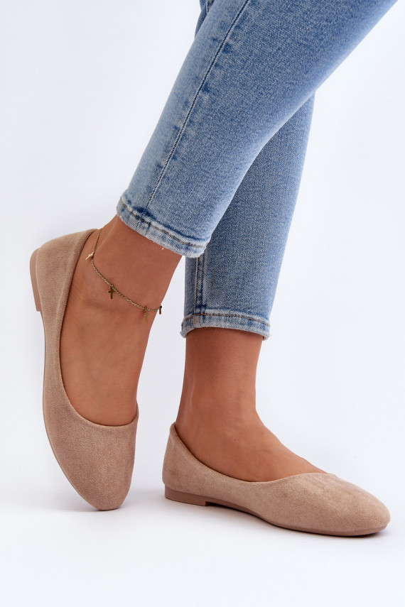 Beige Women's Suede Ballerina Flats Lasota