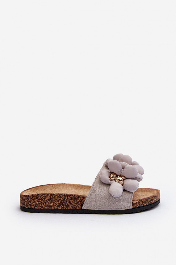 Women's Grey Sandals with Decorations Bunlia