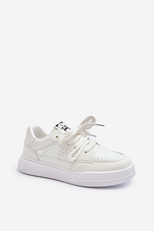 Women's White Faux Leather Sneakers Avanalis