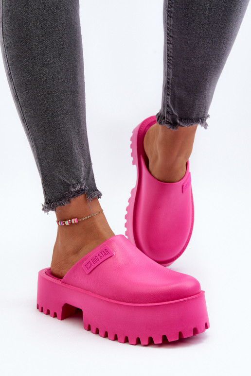 Women's Slides With Chunky Sole Big Star NN274019 Fuchsia