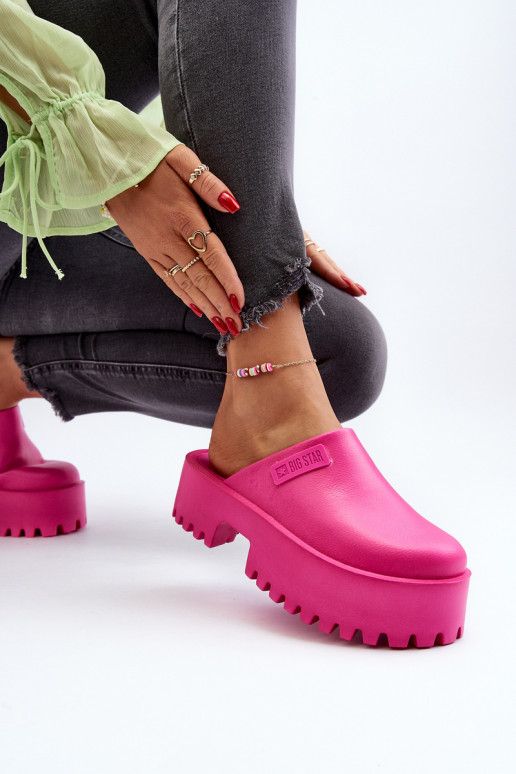 Women's Slides With Chunky Sole Big Star NN274019 Fuchsia