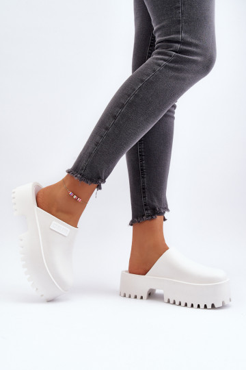 Women's Slides With Chunky Sole Big Star NN274015 White 2