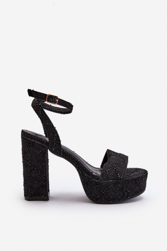 Black Jeans Sandals with Heel Acrana