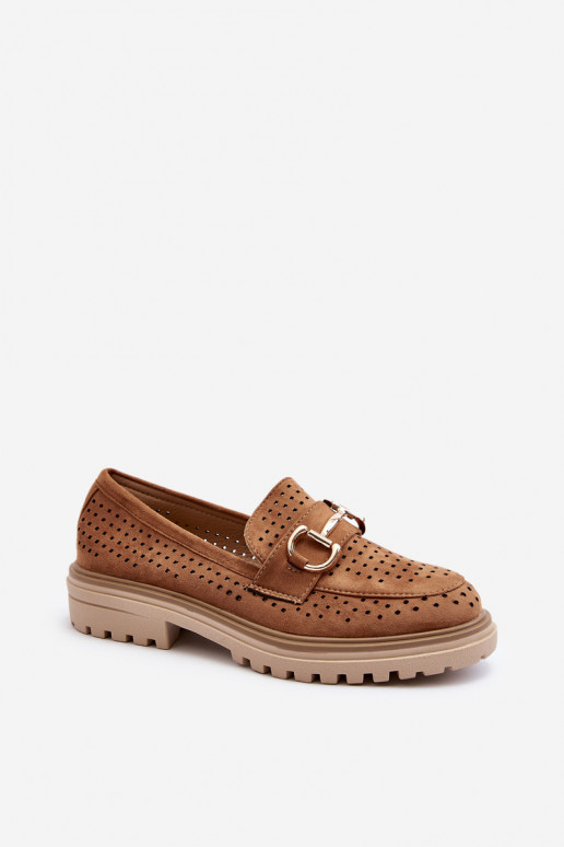 Women's Ajour Moccasins With Ornament Camel Talesse