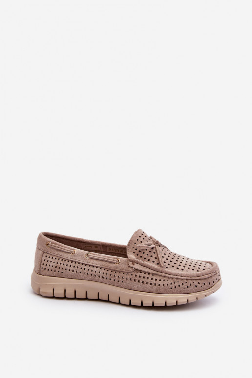 Women's Beige Loafers With Bow Reece