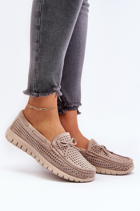 Women's Beige Loafers With Bow Reece