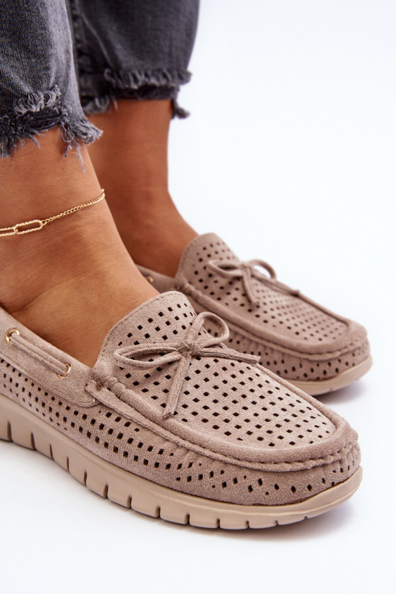 Women's Beige Loafers With Bow Reece