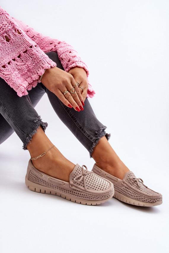 Women's Beige Loafers With Bow Reece