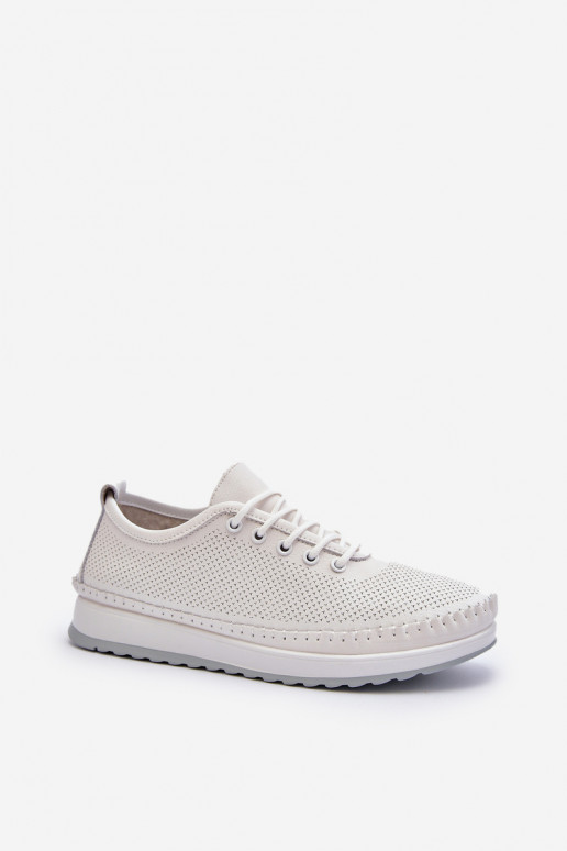 Leather Women's Sports Sneakers Beige Lalnai