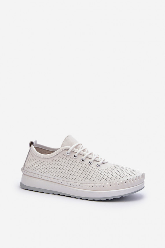 Leather Women's Sports Sneakers Beige Lalnai