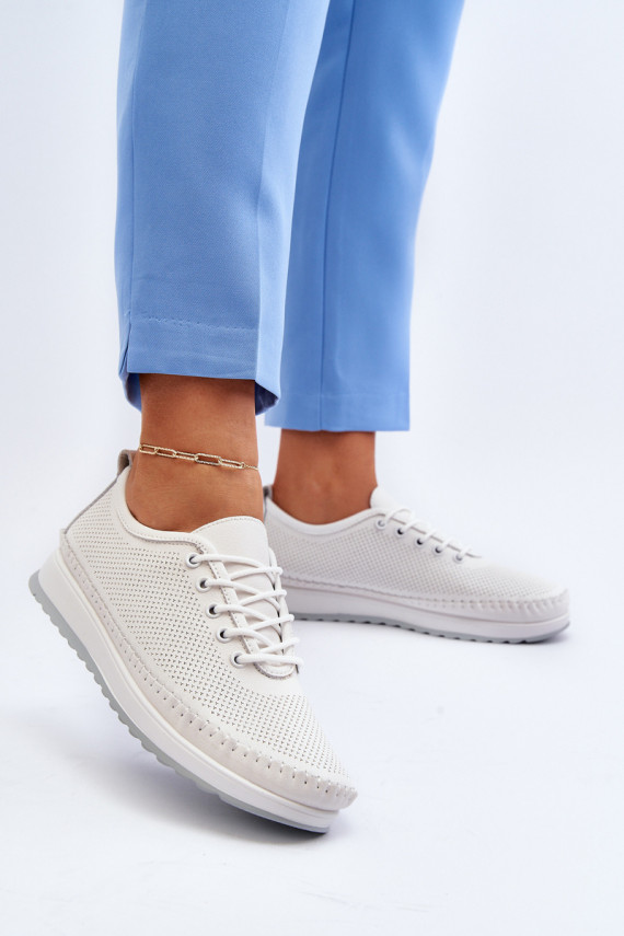 Leather Women's Sports Sneakers Beige Lalnai
