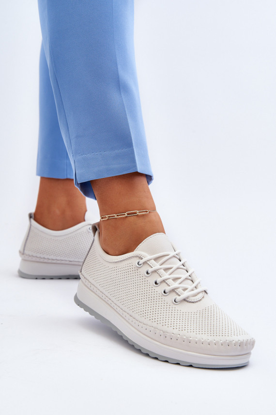 Leather Women's Sports Sneakers Beige Lalnai