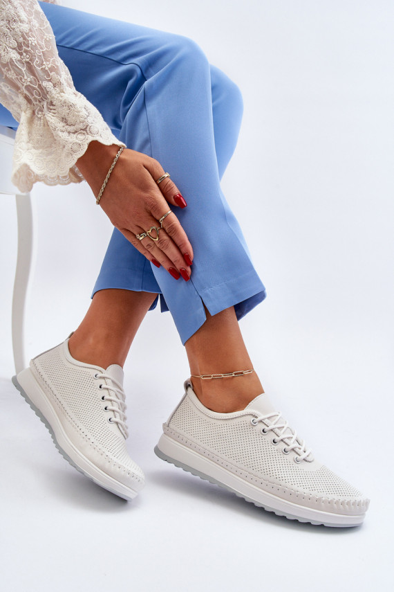 Leather Women's Sports Sneakers Beige Lalnai