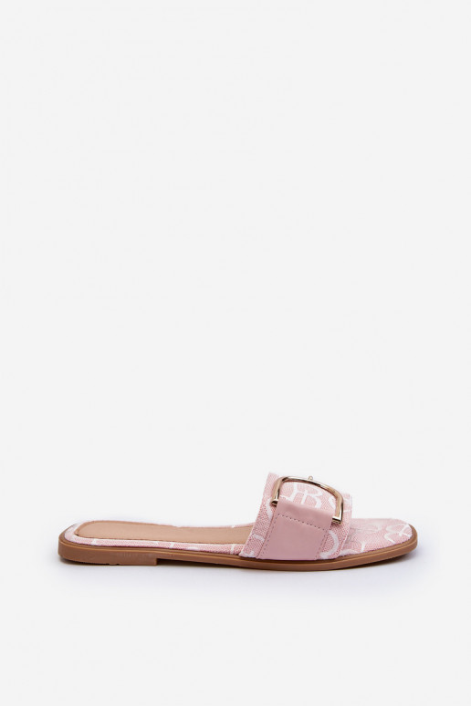 Shiny Women's Slippers With Decoration Pink Taleci